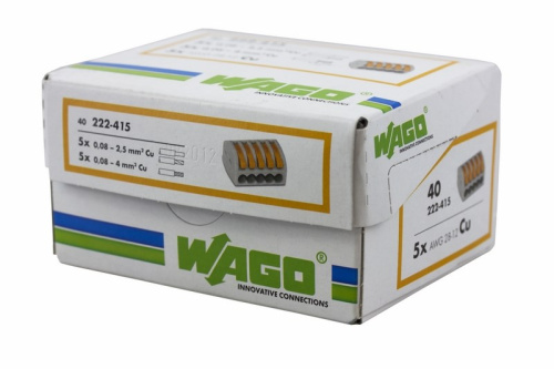 картинка 222-415 Универсальная клемма,  5-проводная,  серая (0,08-2,5/4 мм²) (40 шт/уп) WAGO от магазина Сантехстрой