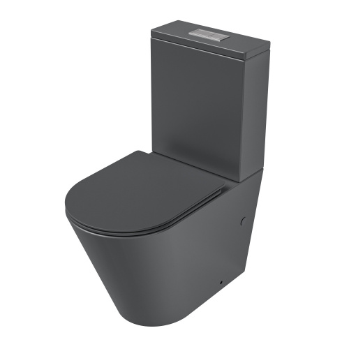 картинка Унитаз напольный Grossman GR-4458GMSQ (640х360х835) безободковый,серый матовый с тонкой крышкой,микролифт,смыв торнадо,2 места от магазина Сантехстрой