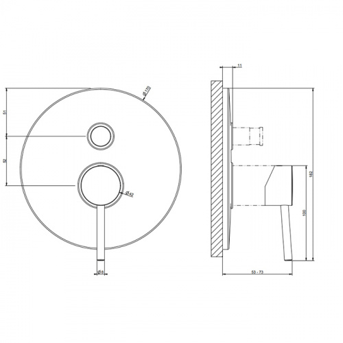 картинка Gessi Emporio Via tortona Внешние части для настенного смесителя с автоматическим переключателем ванна-душ, цвет: Chrome от магазина Сантехстрой