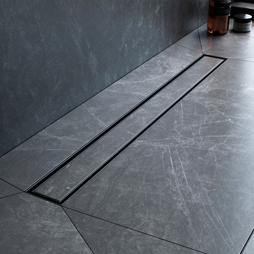 картинка W01SC-U11-070-04BM MasterFlow Трап для душа линейный универс затвор Tile 70см цвет черн мат от магазина Сантехстрой