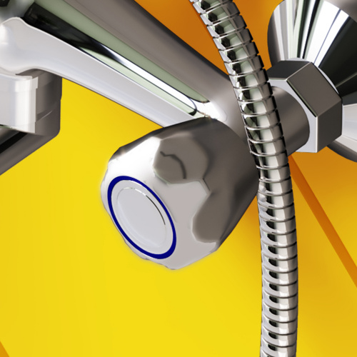 фото d7095000 modern двухзахватный смеситель для ванны и душа с универсальным изливом и душевым набором