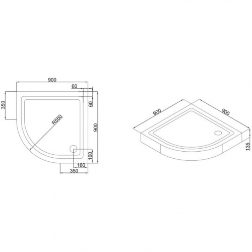 картинка Акриловый поддон 90x90 см Black & White Stellar Wind 09HQ000 от магазина Сантехстрой