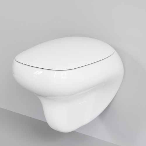 картинка Унитаз Diamond 123T20001R (530*405*375) БЕЛЫЙ подвесной БЕЗОБОДКОВЫЙ с толстой крышкой, 2 места от магазина Сантехстрой