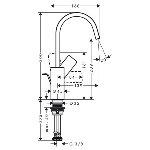 картинка HANSGROHE VIVENIS Смеситель для раковины на 1 отверстие, однорычажный, с поворотным изливом, с донным клапаном, цвет черный матовый от магазина Сантехстрой