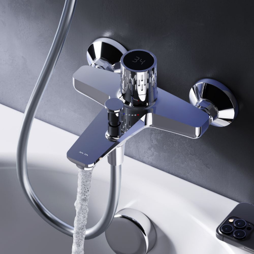 фото f90a10400 gem смеситель для ванны/душа с индикацией температуры, хром, шт.