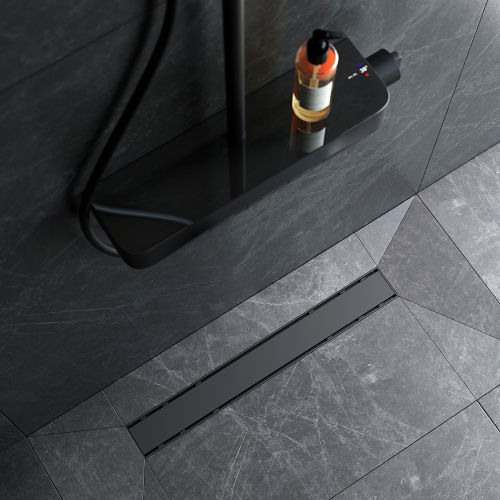 картинка W02SC-U11-060-04BM PrimeFlow Трап для душа линейный универс затвор Tile 60см цвет черн мат от магазина Сантехстрой