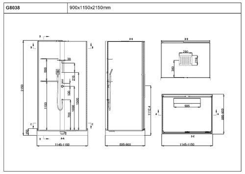 картинка Душевая кабина Black&White Galaxy G8038 110x90 8038000 с гидромассажем от магазина Сантехстрой