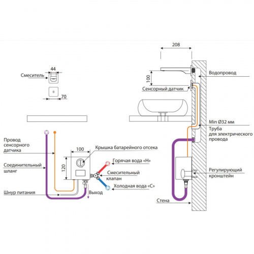 картинка Смеситель Timo для раковины встроенный, сенсорный черный Torne (4373/03SM) от магазина Сантехстрой