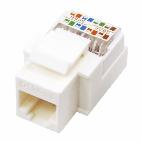 картинка Модуль Keystone Jack RJ-45(8P8C), UTP,  CAT 5e,  тип 180 градусов,  белый REXANT от магазина Сантехстрой