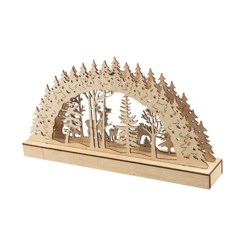 картинка Деревянная фигурка с подсветкой Семейство оленей 30х5х15,7 см от магазина Сантехстрой