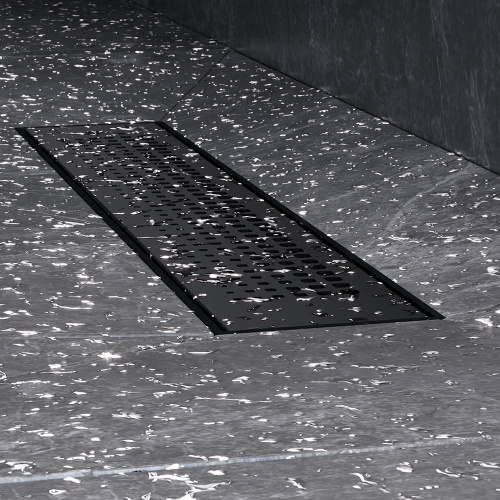 картинка W02SC-P11-040-01BM PrimeFlow Трап для душа линейный универс затвор Cut Gradient 40см цвет черн мат от магазина Сантехстрой