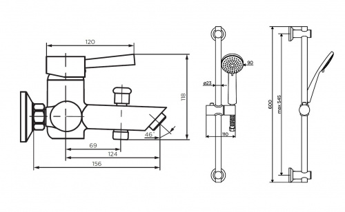 фото d0103030ss душевой комплект logic new со смесителем  для ванны и душа logic new из нержавеющей стал