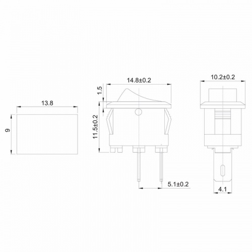 картинка Выключатель клавишный 250V 3А (2с) ON-OFF красный Micro (RWB-101) REXANT от магазина Сантехстрой