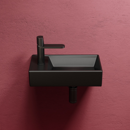 картинка CN6051RMB Умывальник подвесной прямоугольный (чаша справа, отверстие под смеситель слева) цвет чёрны от магазина Сантехстрой