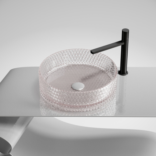 картинка CN6061 Умывальник чаша накладная круглая (цвет розовый) Cristal 360*360*112мм от магазина Сантехстрой