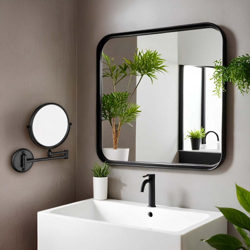 картинка Косметическое зеркало Azario ALTRE Ø150 мм, подвесное, черный матовый (AZ-211В-6) от магазина Сантехстрой