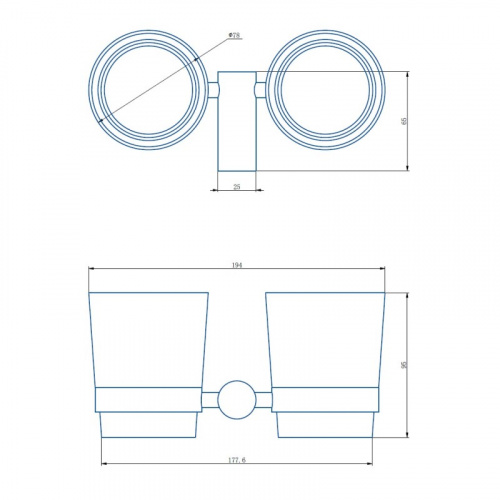 картинка Стакан для ванной комнаты двойной Haiba черный (HB8408-7) от магазина Сантехстрой