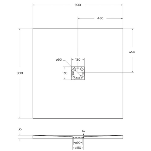картинка Душевой поддон из искусственного камня BelBagno Uno 90x90 TRAY-MR-UNO-A-90-35-NERO Черный от магазина Сантехстрой