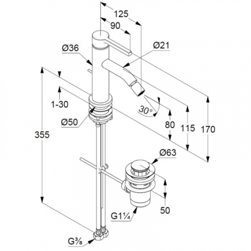 фото смеситель для биде с донным клапаном kludi nova fonte pura 202160515
