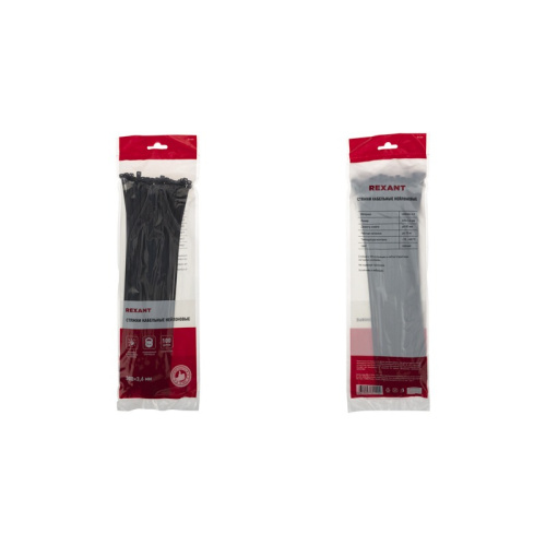 картинка Хомут-стяжка кабельная нейлоновая 300x3,6мм,  черная (100 шт/уп) REXANT от магазина Сантехстрой