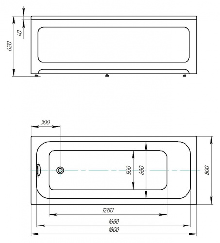 картинка Ванна акриловая AZARIO BELLA прямоугольная 180*80 см (AV.0020180) от магазина Сантехстрой