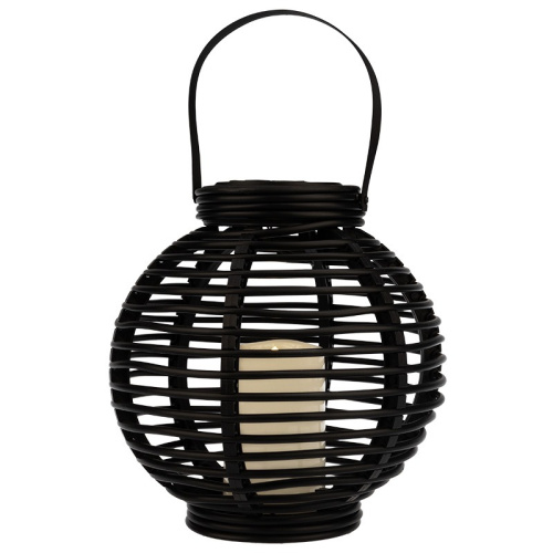 картинка Декоративный фонарь на солнечной батарее 20х20х22 см,  черный плетеный корпус,  теплый белый цвет свечения NEON-NIGHT от магазина Сантехстрой