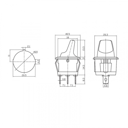 картинка Выключатель клавишный круглый 12V 16А (3с) ON-OFF зеленый с подсветкой (RWB-224, SС-214) REXANT от магазина Сантехстрой