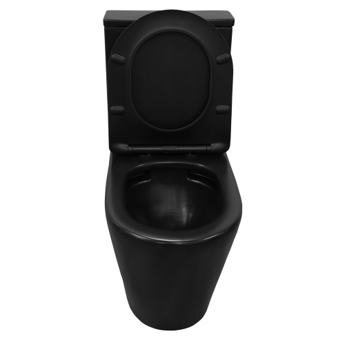 картинка Унитаз-компакт Azario Black Queen 370х605х800 безободковый, с быстросъемным сиденьем микролифт, черный матовый (AZ-8380) от магазина Сантехстрой