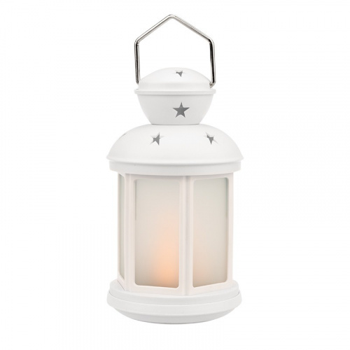 картинка Декоративный фонарь 12х12х20,6 см,  белый корпус,  теплый белый цвет свечения с эффектом пламени свечи NEON-NIGHT от магазина Сантехстрой