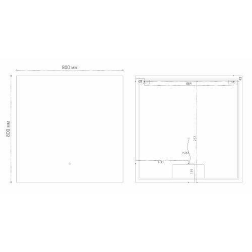 картинка Зеркало PRAGMA-норма BLACK (800*800*45) LED с сенсорным выключателем и подогревом от магазина Сантехстрой