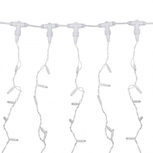 картинка Гирлянда светодиодная Занавес (Дождь),  2х3м,  600 LED ТЕПЛЫЙ БЕЛЫЙ,  белый ПВХ,  IP65, эффект мерцания,  230В,  соединяется (нужен шнур питания 303-500-1) от магазина Сантехстрой