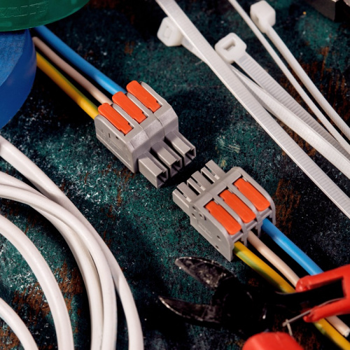 картинка Клемма СМК 222-423R проходная разъемная 3 полюса серая 0,2-2,5/4мм² (40 шт/уп) REXANT от магазина Сантехстрой