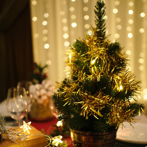 картинка Гирлянда светодиодная Мишура золотая 10 LED,  1,5 м,  прозрачный ПВХ,  теплое белое свечение,  2 х АА (батарейки не в комплекте) NEON-NIGHT от магазина Сантехстрой