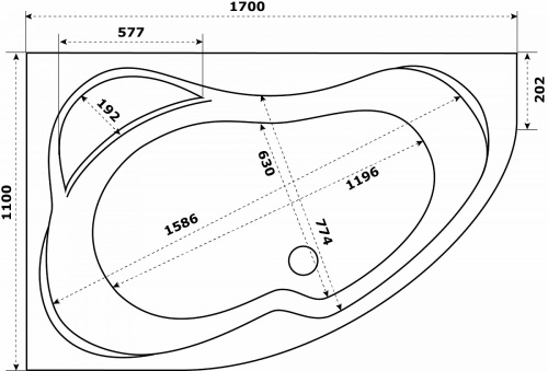 картинка Ванна акриловая Azario Микона170х110 правая от магазина Сантехстрой