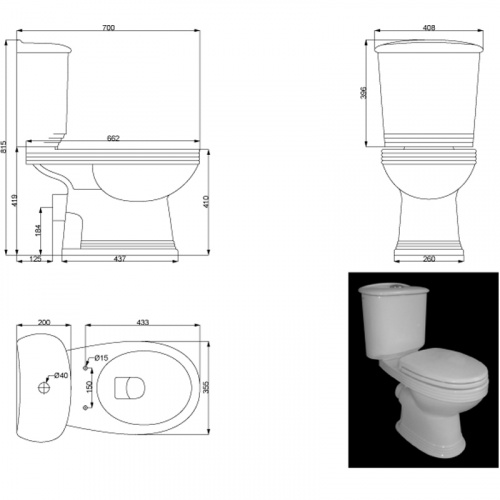 картинка Унитаз-компакт Creo Ceramique MARSEILLE с крышкой микролифт от магазина Сантехстрой