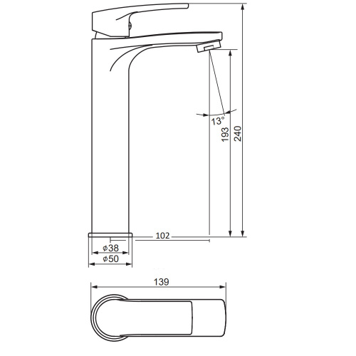 картинка 480250300 Eclipse 2.0, смеситель для умывальника высокий, черный от магазина Сантехстрой