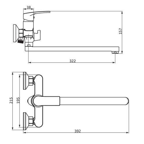 фото 489000000 eclipse 2.0 смеситель для ванной и душа с универсальным изливом, хром