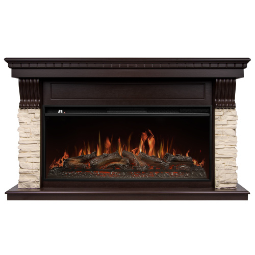 картинка Портал Firelight Michigan 42/40/36, камень молочный, шпон темный дуб от магазина Сантехстрой