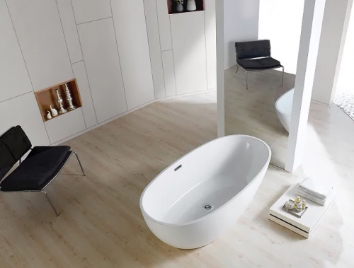 картинка Ванна акриловая Azario LEEDS 1685х840х580, свободностоящая, в комплекте с сифоном и металлической рамой (LEE17085) от магазина Сантехстрой