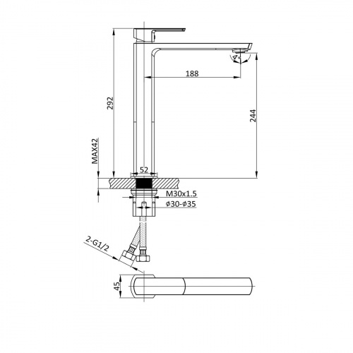 картинка Смеситель для накладной раковины Next VBF-1N2BG однорычажный, брашированное золото от магазина Сантехстрой