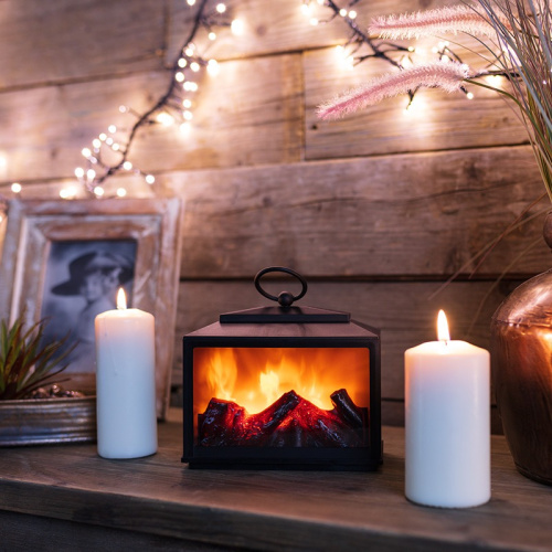 картинка Декоративный камин Сканди с эффектом живого огня 18х9х16 см,  батарейки 3хС (не в комплекте) от магазина Сантехстрой
