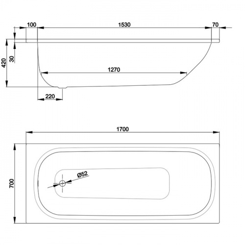 картинка BETTE Form 2020 Ванна 170х70х42 см., с системой антишум, антислип SENSE, цвет белый от магазина Сантехстрой