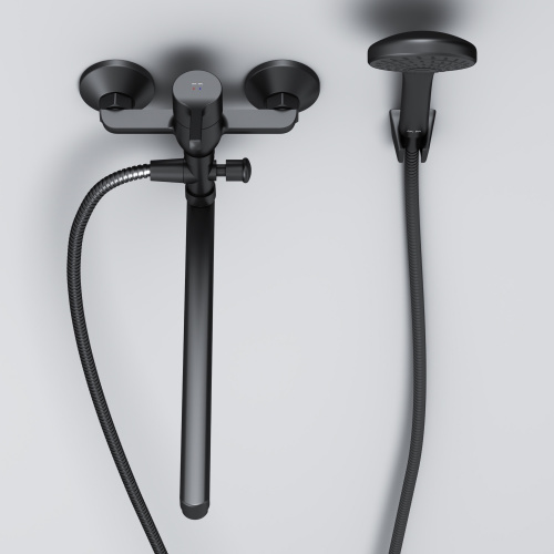 фото f85b90122 x-joy s, смеситель д/ванны/душа, излив 325 мм, душевой набор, черн, шт.