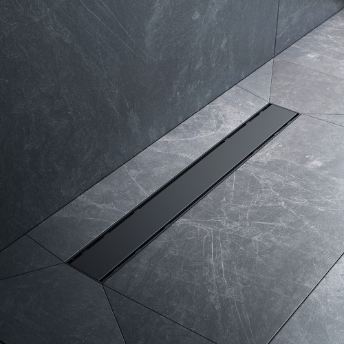 картинка W02SC-U11-060-04BM PrimeFlow Трап для душа линейный универс затвор Tile 60см цвет черн мат от магазина Сантехстрой