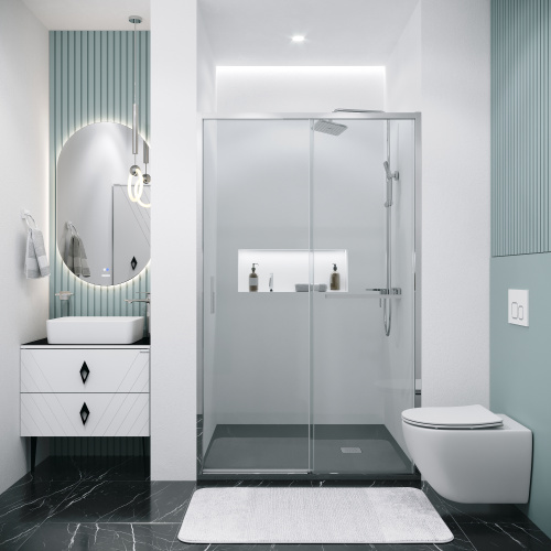 картинка Дверь в нишу 100.K33.05.100.10.00 Style (100*195) хром, стекло прозрачное, 1 место от магазина Сантехстрой