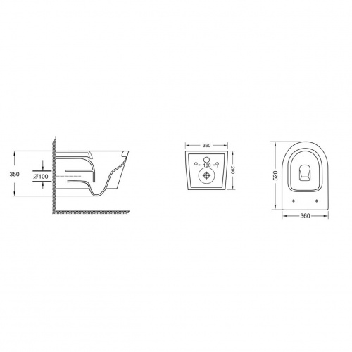 картинка Унитаз подвесной Grossman GR-4499SQ (520х360х365) безободковый,смыв торнадо,белый с тонкой крышкой,микролифт,1 место от магазина Сантехстрой