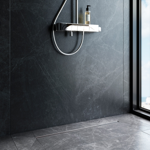 картинка W01SC-S11-080-05SB MasterFlow Трап для душа линейный универс затвор Slim line 80см цвет сталь мат от магазина Сантехстрой