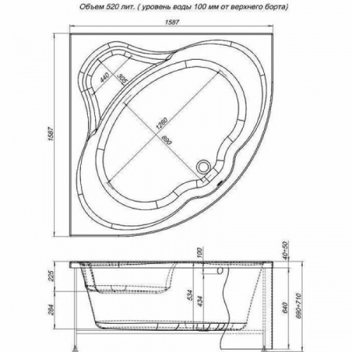 картинка Акриловая ванна Aquanet Santiago 310250 160х160 белый от магазина Сантехстрой