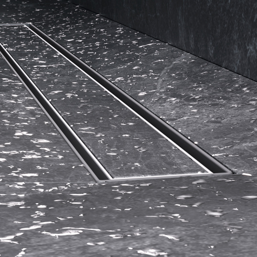 картинка W01SC-U11-080-04SB MasterFlow Трап для душа линейный универс затвор Tile 80см цвет сталь мат от магазина Сантехстрой