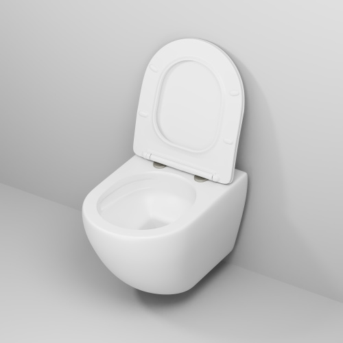 картинка Унитаз подвесной Grossman GR-4457MSQ (520х360х320) безободковый,смыв торнадо,белый матовый с тонкой крышкой,микролифт,1 место от магазина Сантехстрой